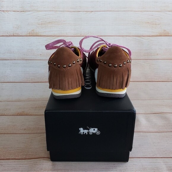 Coach Printed Suede Fringe Satin Metallic Sneakers Women's Size 7B Walking - Picture 7 of 14